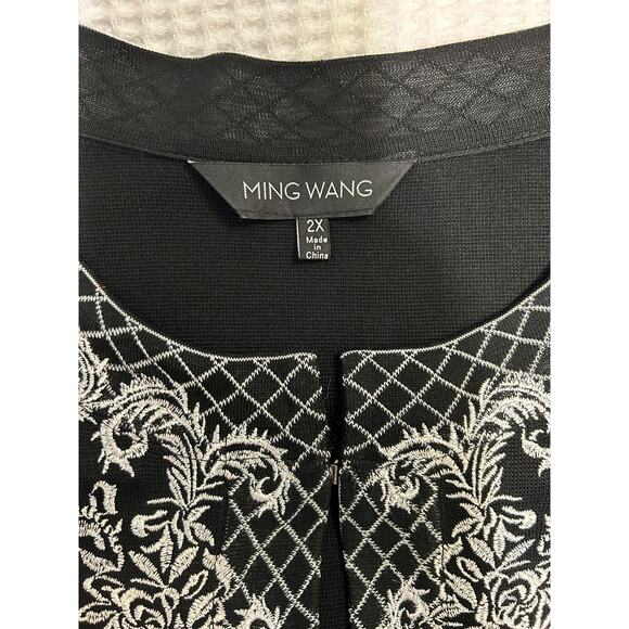 Ming Wang Knit Embroidered Open Jacket - Picture 7 of 8